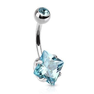 Piercing do pupíku - čtvercový kamínek (fialová) - náhled 5
