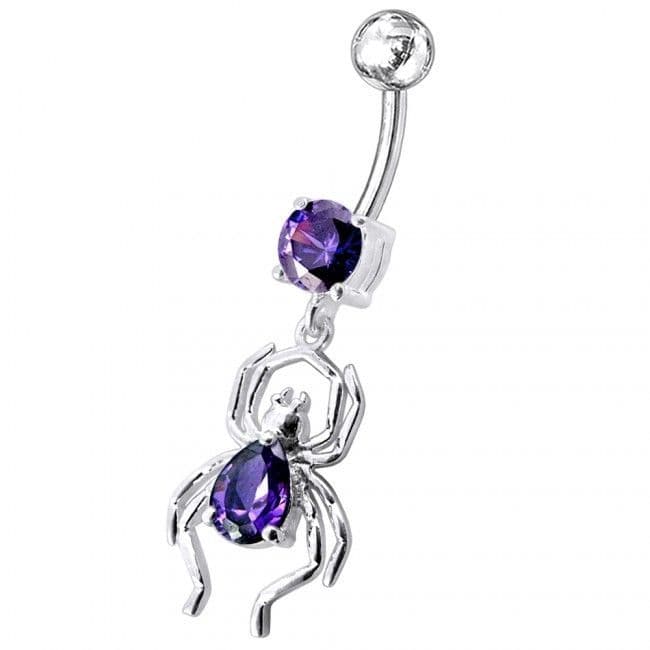 S4U Stříbrný piercing do pupíku - pavouček (fialová) - BP01095-A - náhled 1
