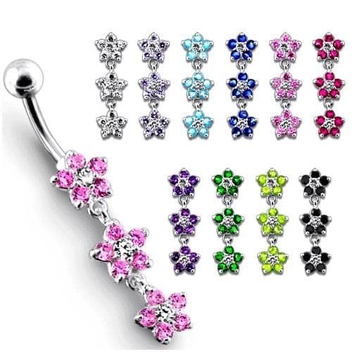 S4U Stříbrný piercing do pupíku - kytičky (fialová) - BP01177-A - náhled 2