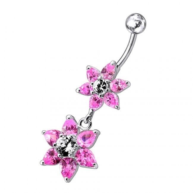 S4U Stříbrný piercing do pupíku - kytičky