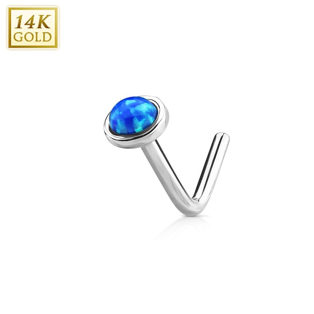 Zlatý piercing do nosu Opál, Au 585/1000 - ZL01022B-WG