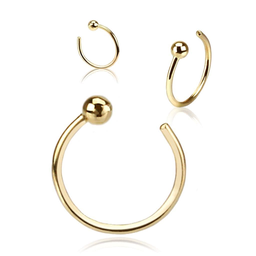 Zlatý piercing do nosu kruh, 0,8 x 8 mm, Au 585/1000 - ZL01039-YG - náhled 2
