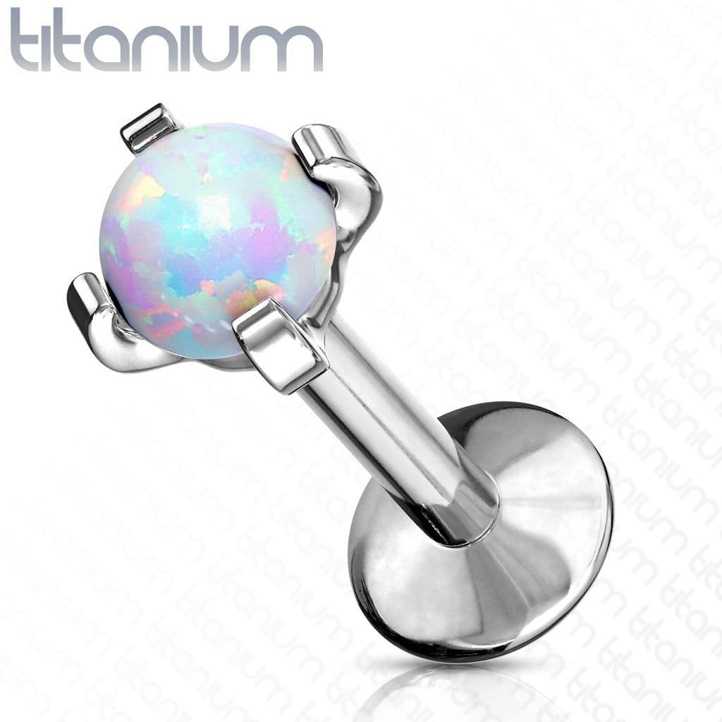 Piercing do brady - labreta titan, 1,2 x 8 mm, opál 3 mm - TIT1040-12083