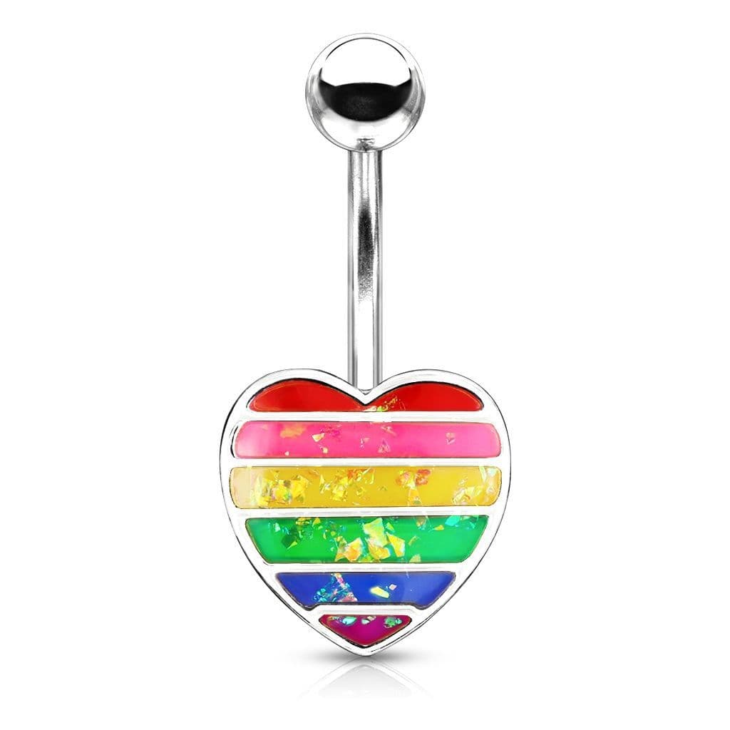 S4U Piercing do pupíku, srdíčko s proužky - WP01332-AB