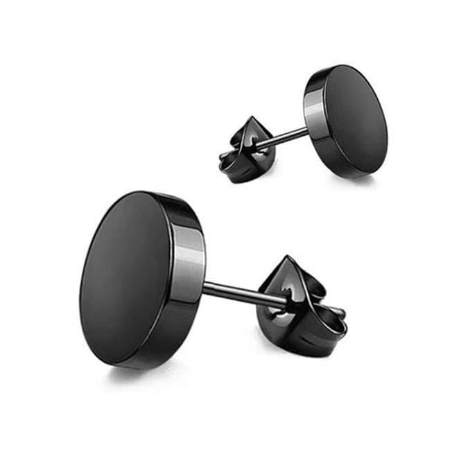 S4U Černé ocelové náušnice placičky 8 mm - OPN1357-08 - náhled 1