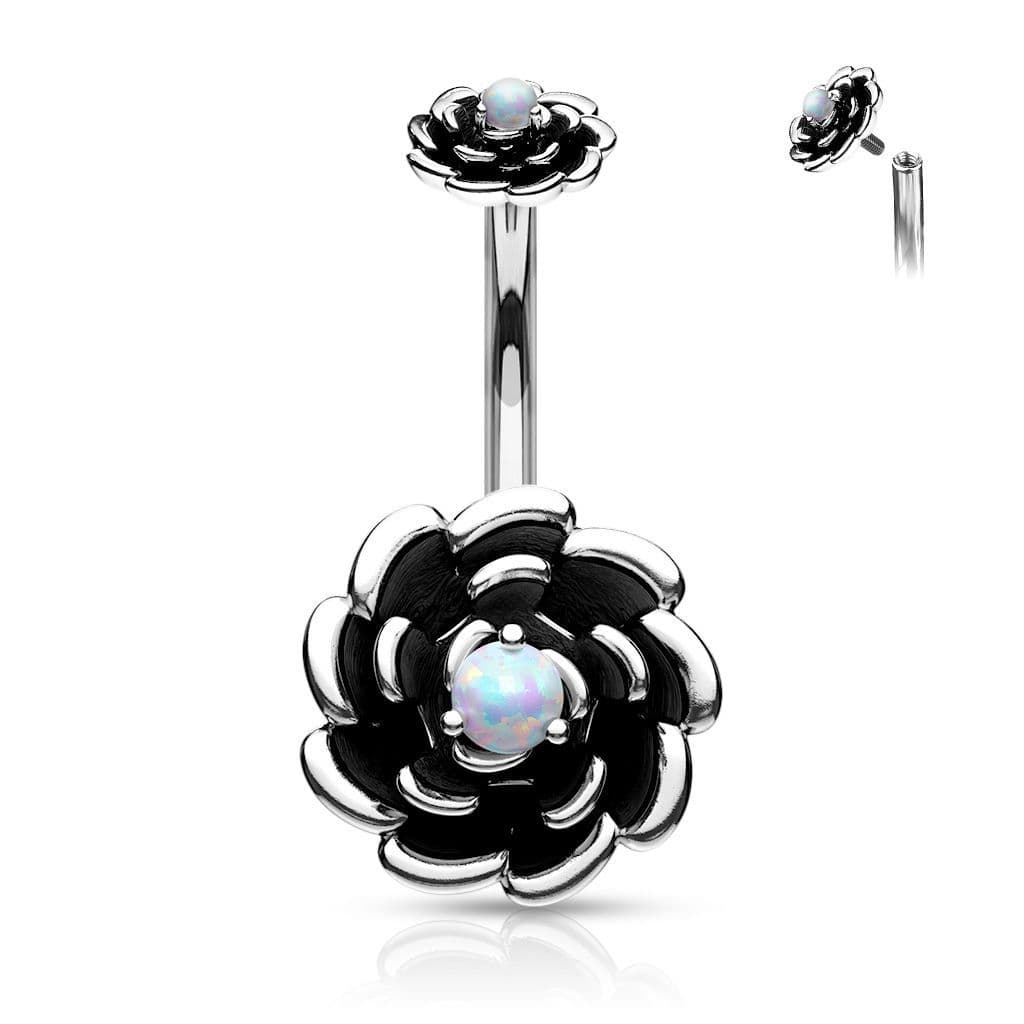 Piercing do pupíku Antique Rose, bílý opál - náhled 1