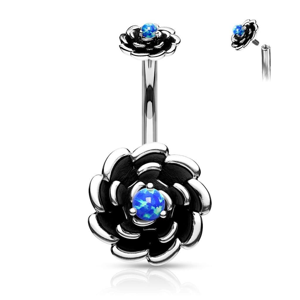 Piercing do pupíku Antique Rose, modrý opál - náhled 1