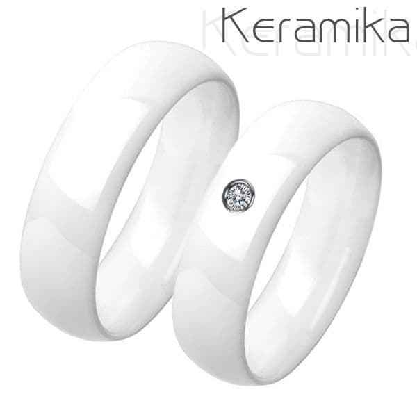 NUBIS Keramické snubní prsteny bílé - pár - KM1013-6.KM1013-6ZR