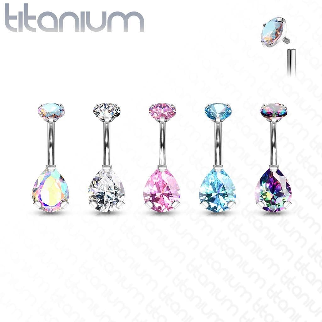 Piercing do pupíku kapka - TITAN (duhová) - náhled 2