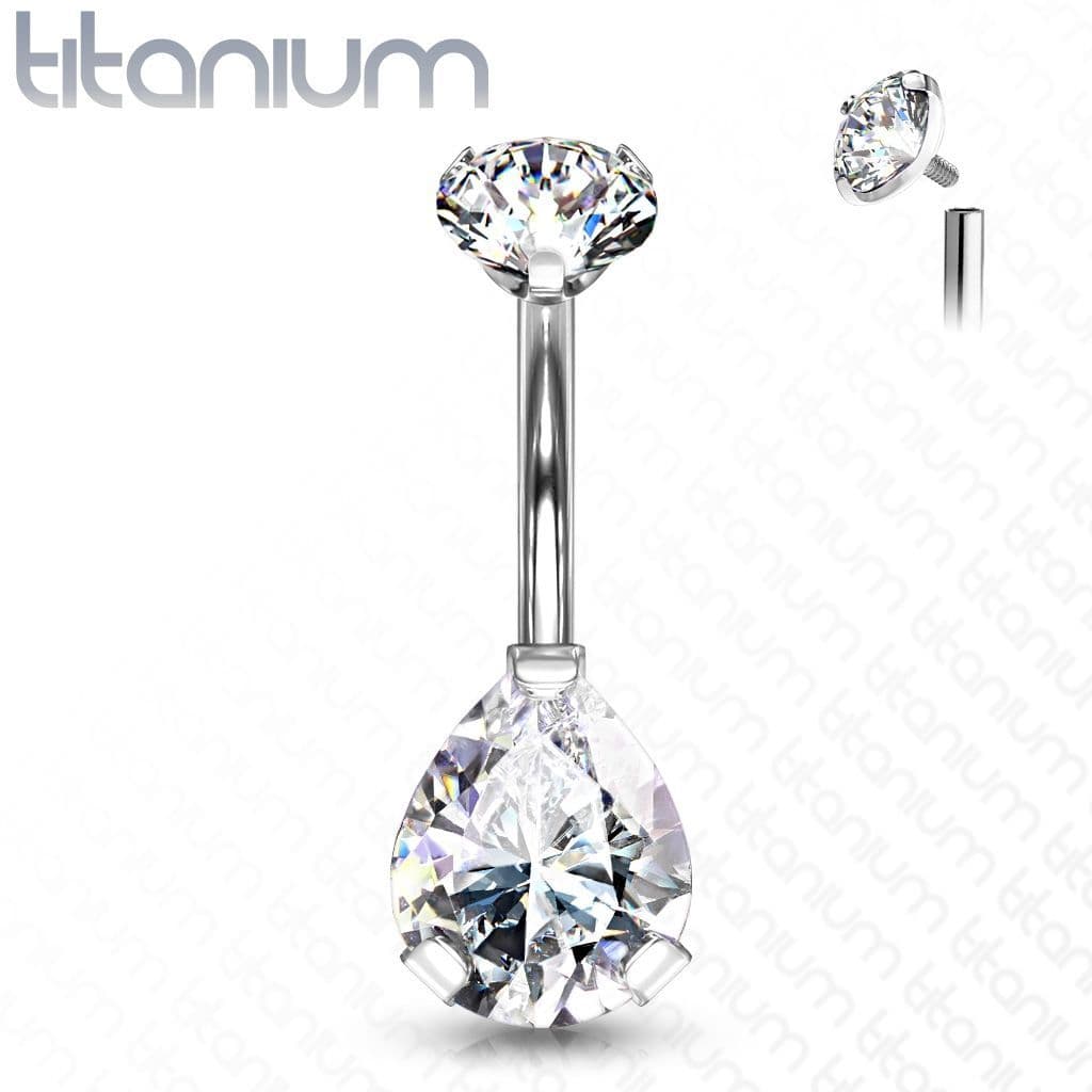 Piercing do pupíku kapka - TITAN (duhová) - náhled 3