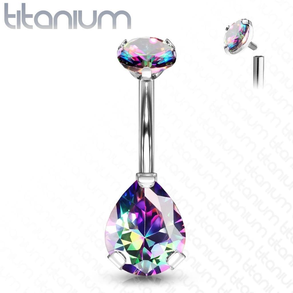 Piercing do pupíku kapka - TITAN (duhová) - náhled 5