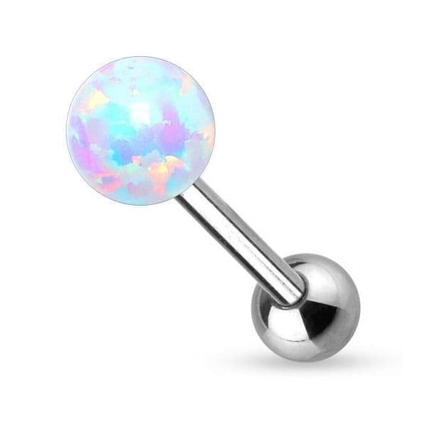 Piercing do jazyka opál (bílá, 1,6 x 16 mm) - náhled 1