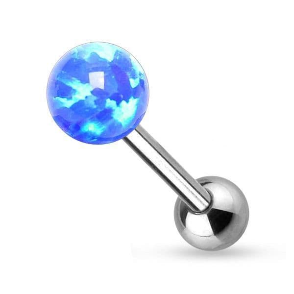 Piercing do jazyka opál (bílá, 1,6 x 16 mm) - náhled 3