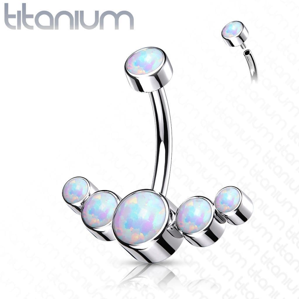 Piercing do pupíku s opálem - TITAN - TIT1107-OP17