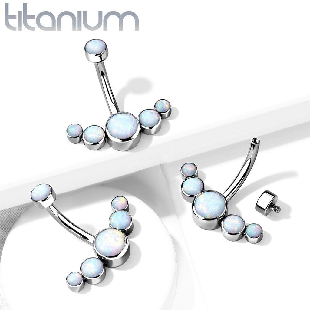 Piercing do pupíku s opálem - TITAN - TIT1107-OP17 - náhled 2