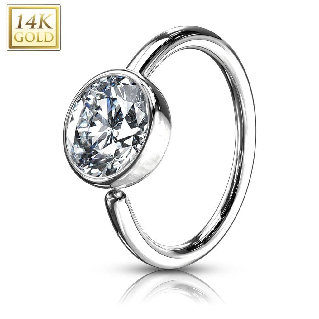 Zlatý piercing kruh, 0,8 x 8 mm, Au 585/1000 - ZL01060-WG