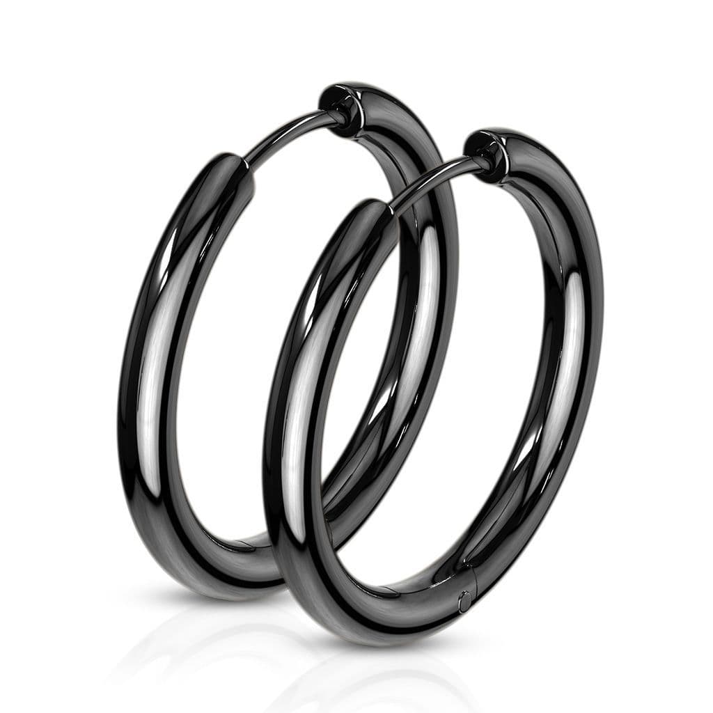Černé ocelové náušnice - kruhy 21 mm - OPN1119K-21