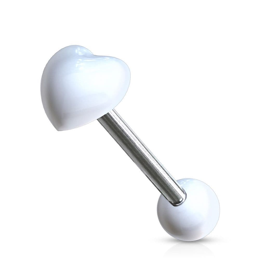 Piercing do jazyku - srdíčko (bílá) - PJ01034-W - náhled 1