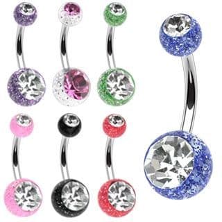 Piercing do pupíku - banánek (fialová/čirý zirkon) - BA01072-AC - náhled 2