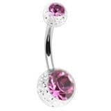 Piercing do pupíku - banánek (fialová/čirý zirkon) - BA01072-AC - náhled 3