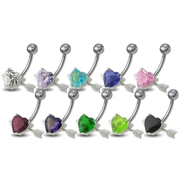 S4U Stříbrný piercing do pupíku - srdíčko probodnuté (fialová) - BP01020-A - náhled 2