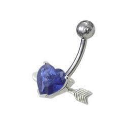 S4U Stříbrný piercing do pupíku - srdíčko probodnuté (fialová) - BP01020-A - náhled 3