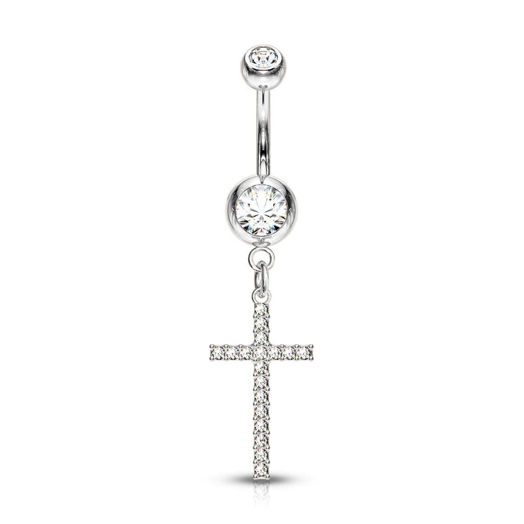 Piercing do pupíku - křížek čiré zirkony - náhled 1