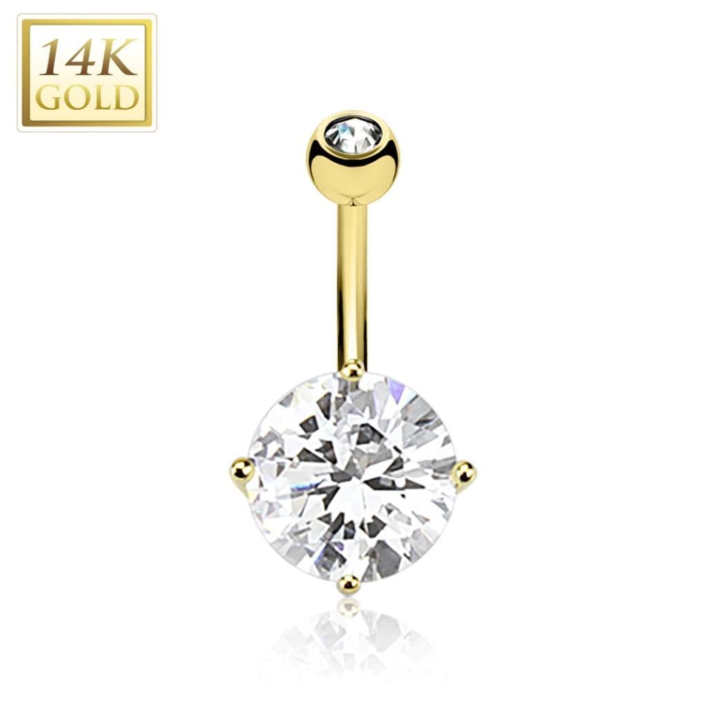 Zlatý piercing do pupíku - čirý zirkon, Au 585/1000 - ZL01001-YG