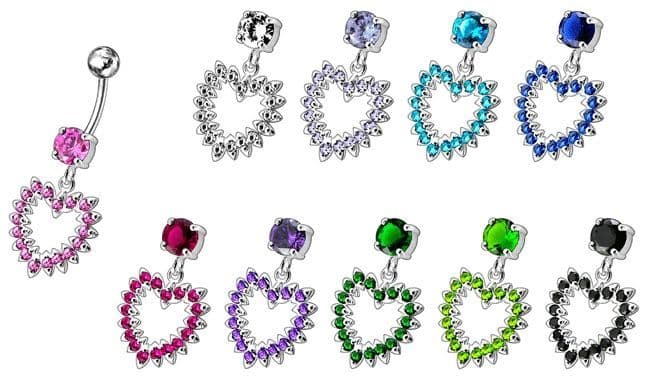 S4U Stříbrný piercing do pupíku - srdce (4 mm fialová) - BP01004-A - náhled 2