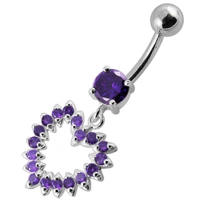 S4U Stříbrný piercing do pupíku - srdce (4 mm fialová) - BP01004-A - náhled 1