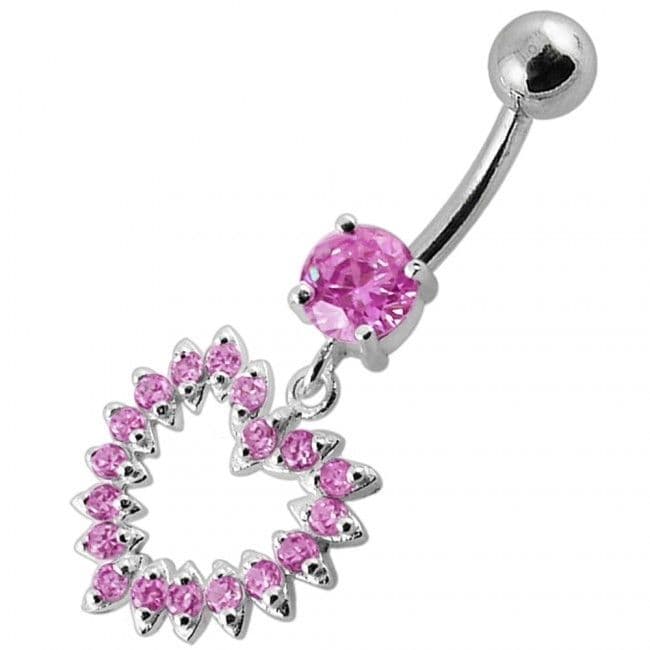 S4U Stříbrný piercing do pupíku - srdce (4 mm fialová) - BP01004-A - náhled 4