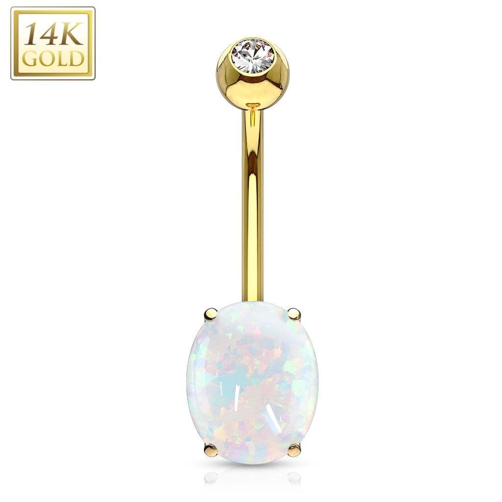 Zlatý piercing do pupíku s opálem, Au 585/1000 - ZL01073-YG
