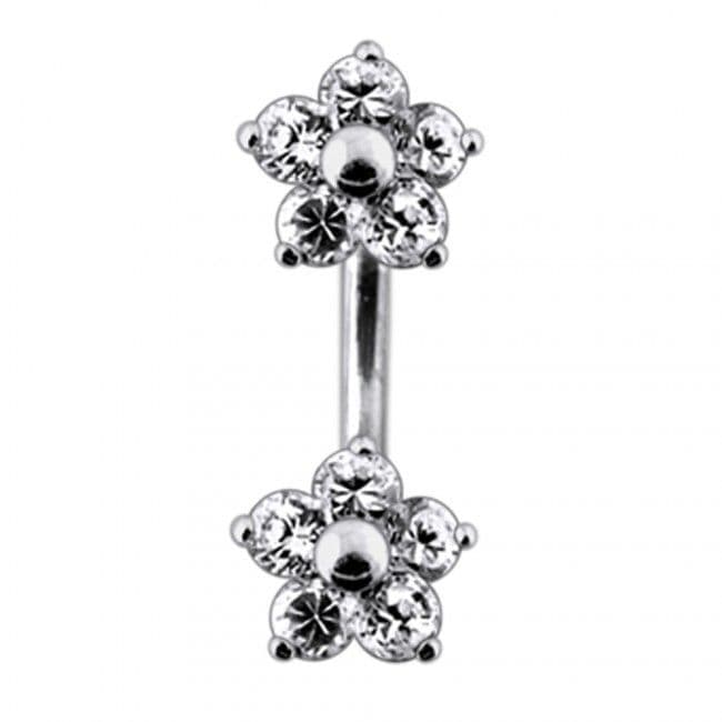 S4U Stříbrný piercing do pupíku - kytičky (fialová) - BP01106-A - náhled 3