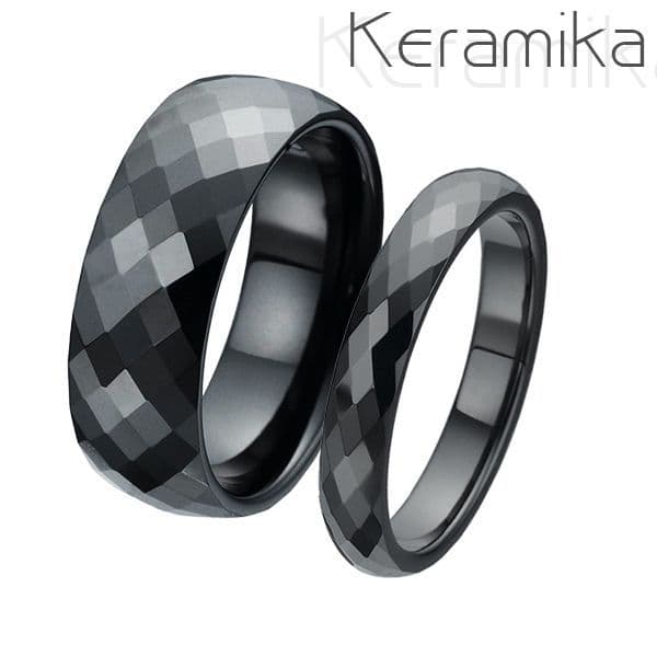 NUBIS KM1002 Keramické snubní prsteny šíře 4mm + 8mm - pár - KM1002-4, KM1002-8