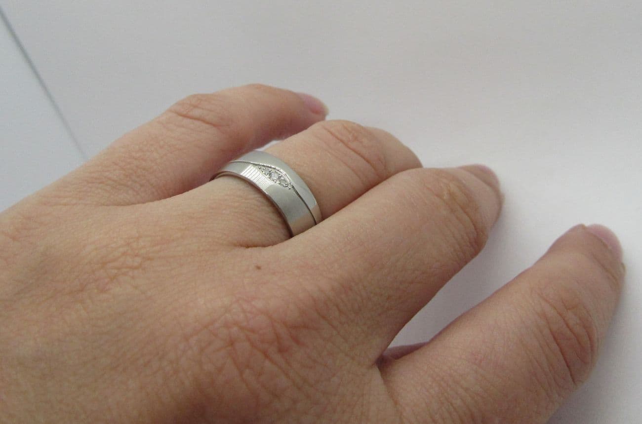 AN1035 Snubní prsteny chirurgická ocel, diamanty - pár - náhled 3