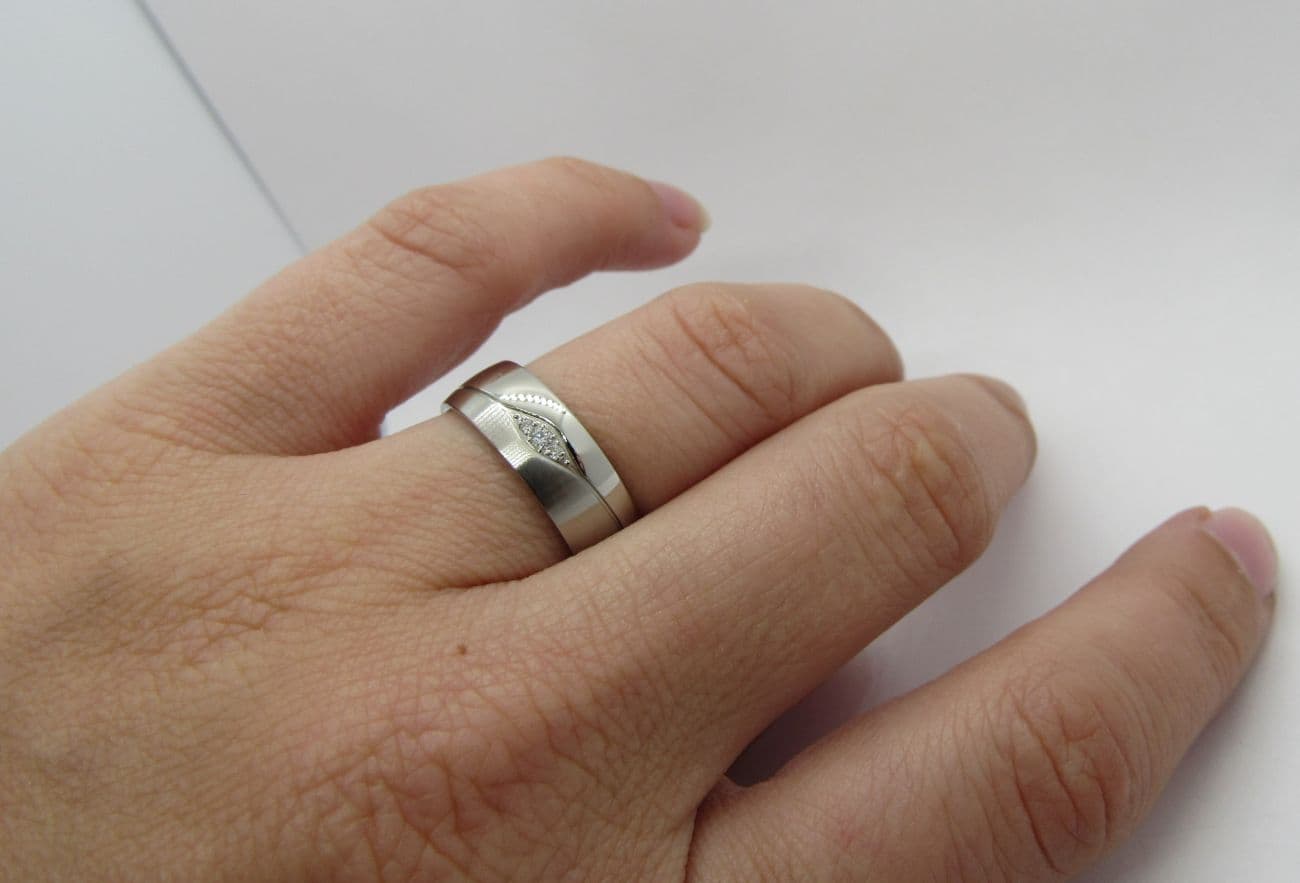 AN1035 Snubní prsteny chirurgická ocel, diamanty - pár - náhled 5