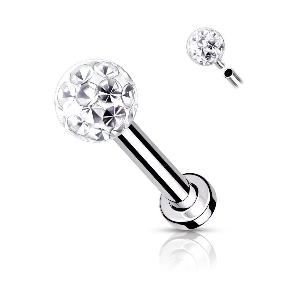 Piercing do brady - labreta/cartilage s kamínky 1,2 x 8 mm (duhová) - LB1089-1208-AB - náhled 3