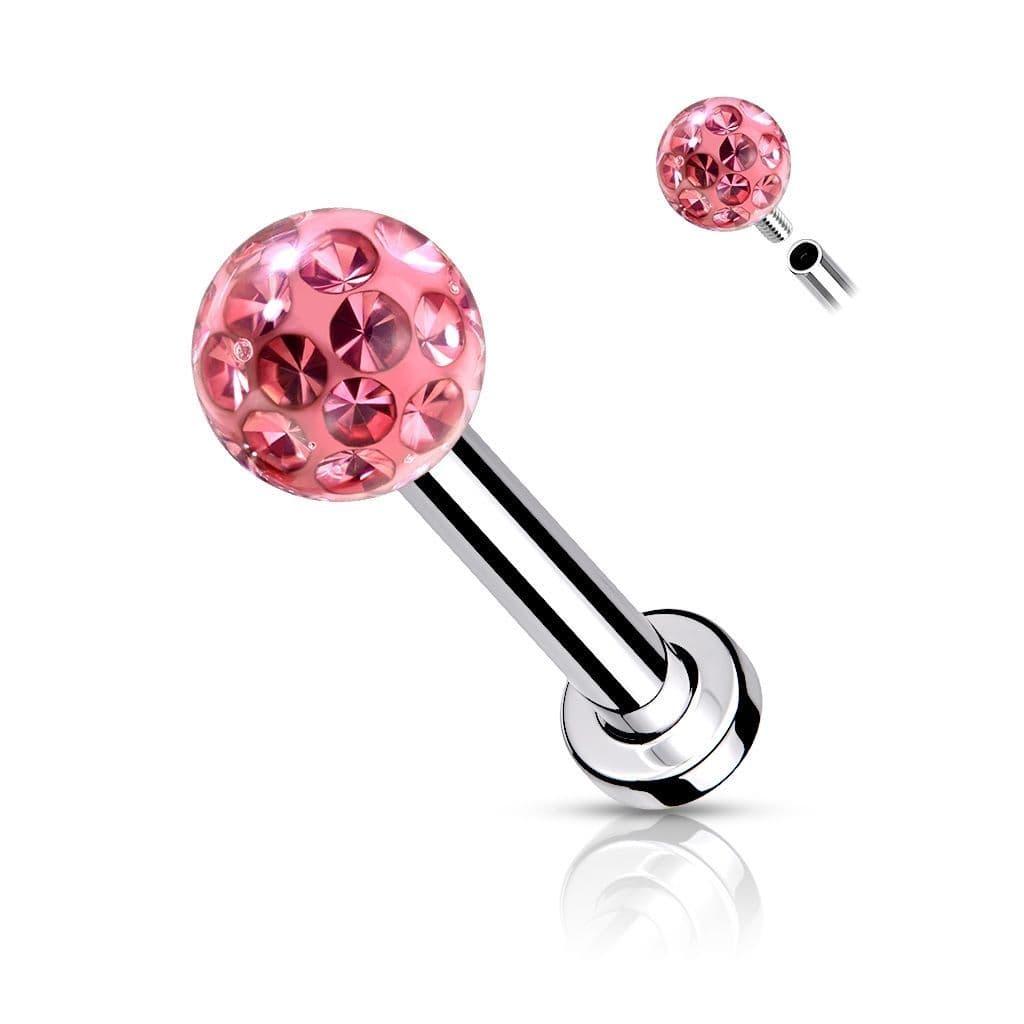 Piercing do brady - labreta/cartilage s kamínky 1,2 x 8 mm (duhová) - LB1089-1208-AB - náhled 4