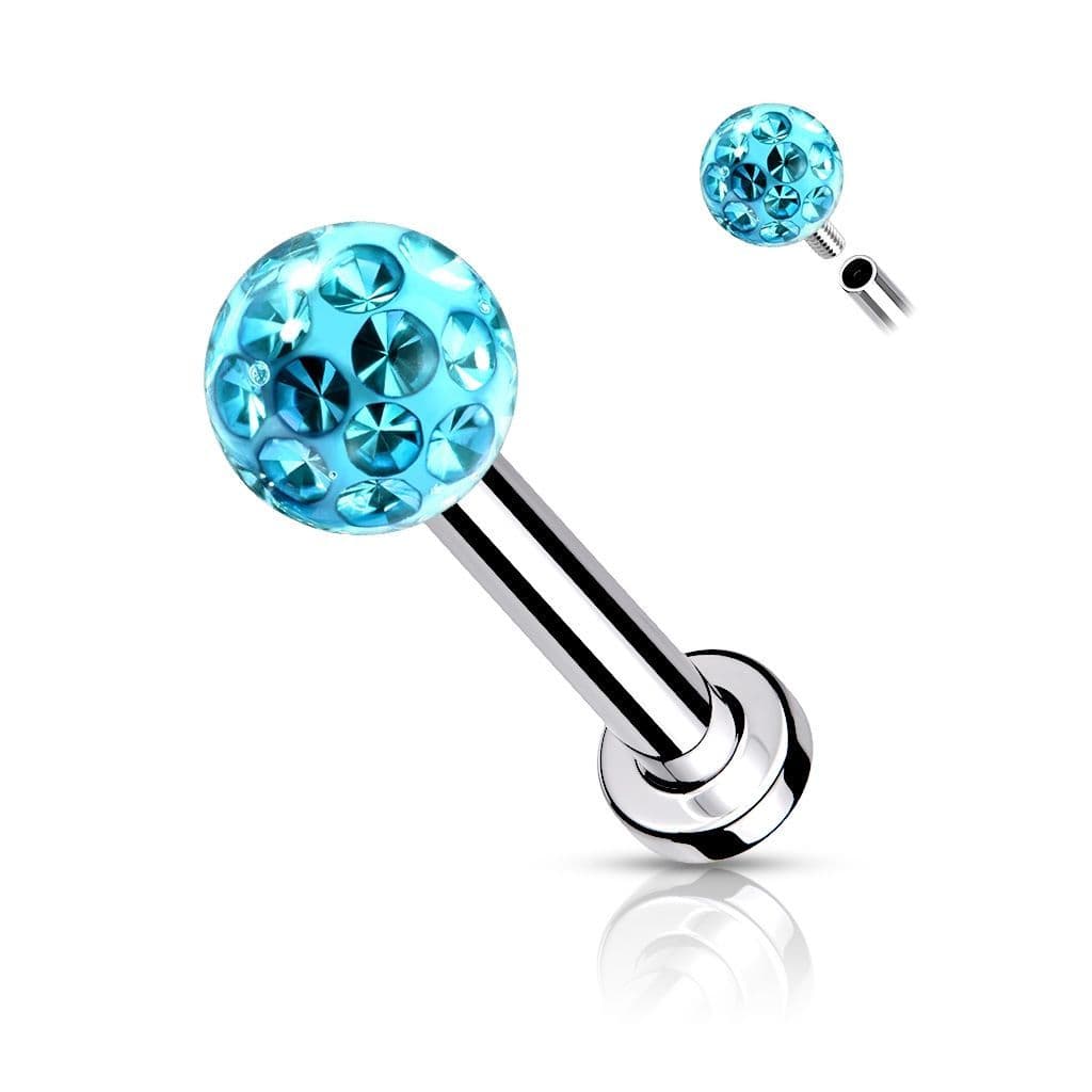 Piercing do brady - labreta/cartilage s kamínky 1,2 x 8 mm (duhová) - LB1089-1208-AB - náhled 5