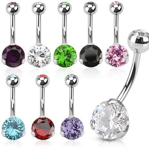 Piercing do pupíku - banánek se zirkony (fialová, 1,6 x 10 mm) - náhled 2