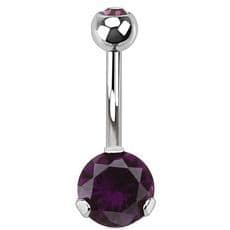 Piercing do pupíku - banánek se zirkony (fialová, 1,6 x 10 mm) - náhled 1