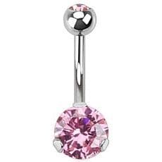 Piercing do pupíku - banánek se zirkony (fialová, 1,6 x 10 mm) - náhled 4