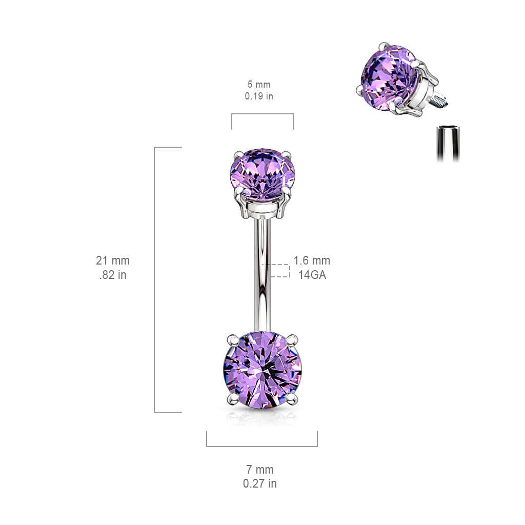 Piercing do pupíku s kamínky (fialová) - náhled 4