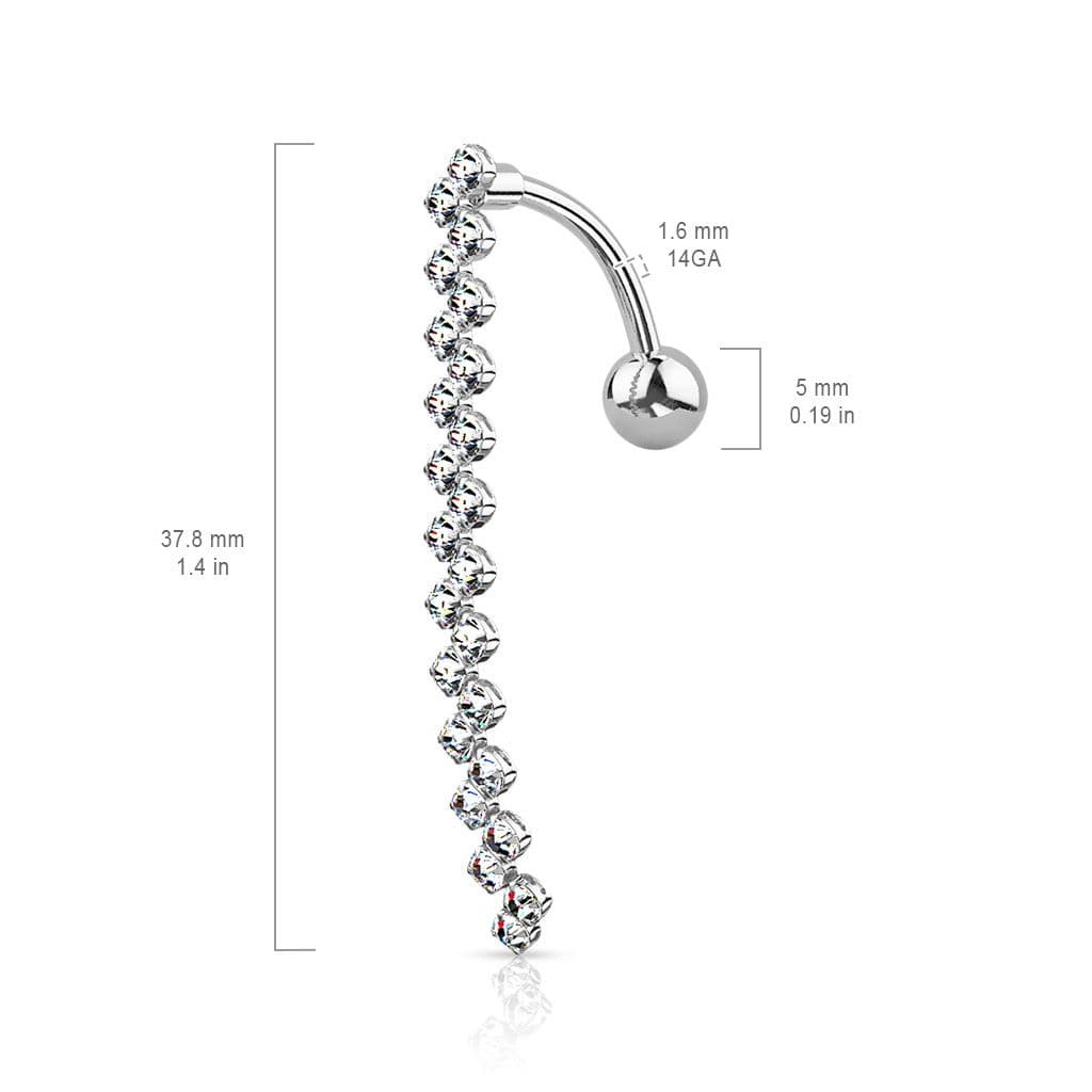 Obrácený piercing do pupíku, čiré zirkony - náhled 4
