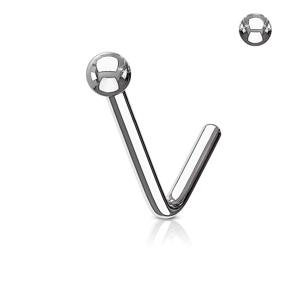 Zahnutý piercing do nosu kulička (ocelová) - náhled 1