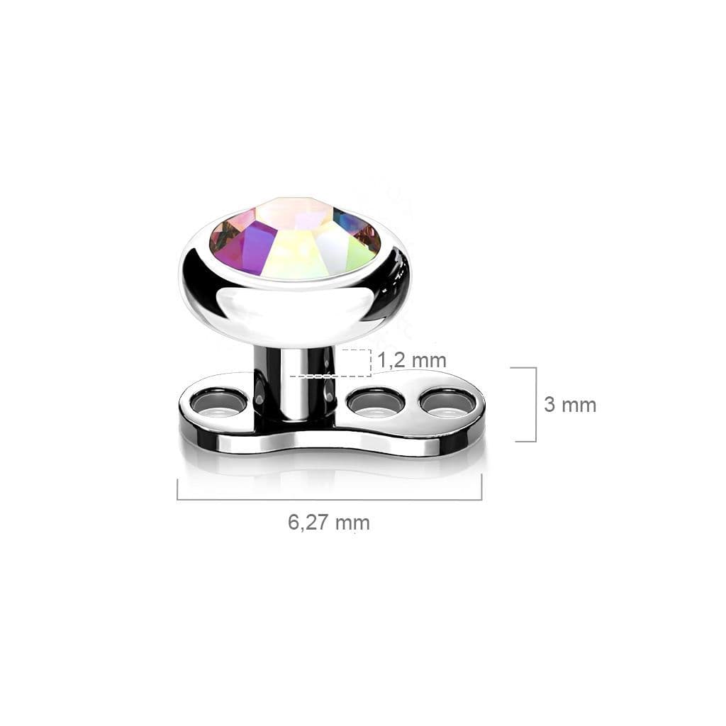 Kompletní microdermal piercing 1,2 mm - duhový kamínek 4 mm - MD028AB-04 - náhled 2