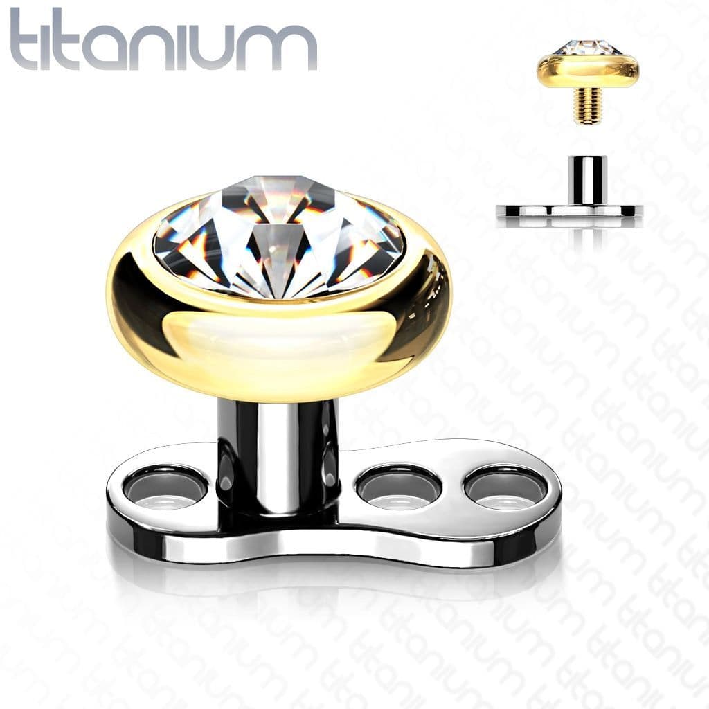 Kompletní microdermal piercing 1,2 mm -  kamínek 4 mm - MD028GD-04 - náhled 1