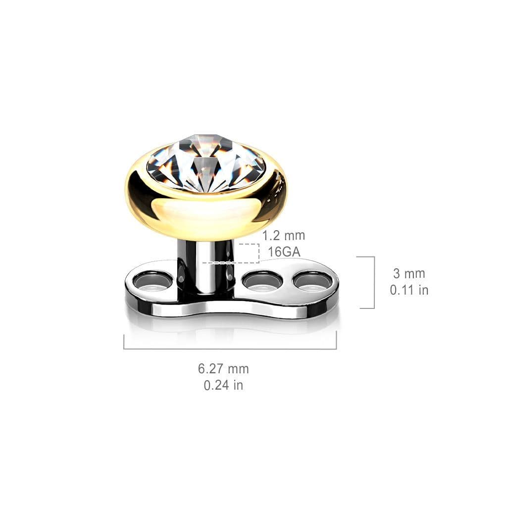 Kompletní microdermal piercing 1,2 mm -  kamínek 4 mm - MD028GD-04 - náhled 2