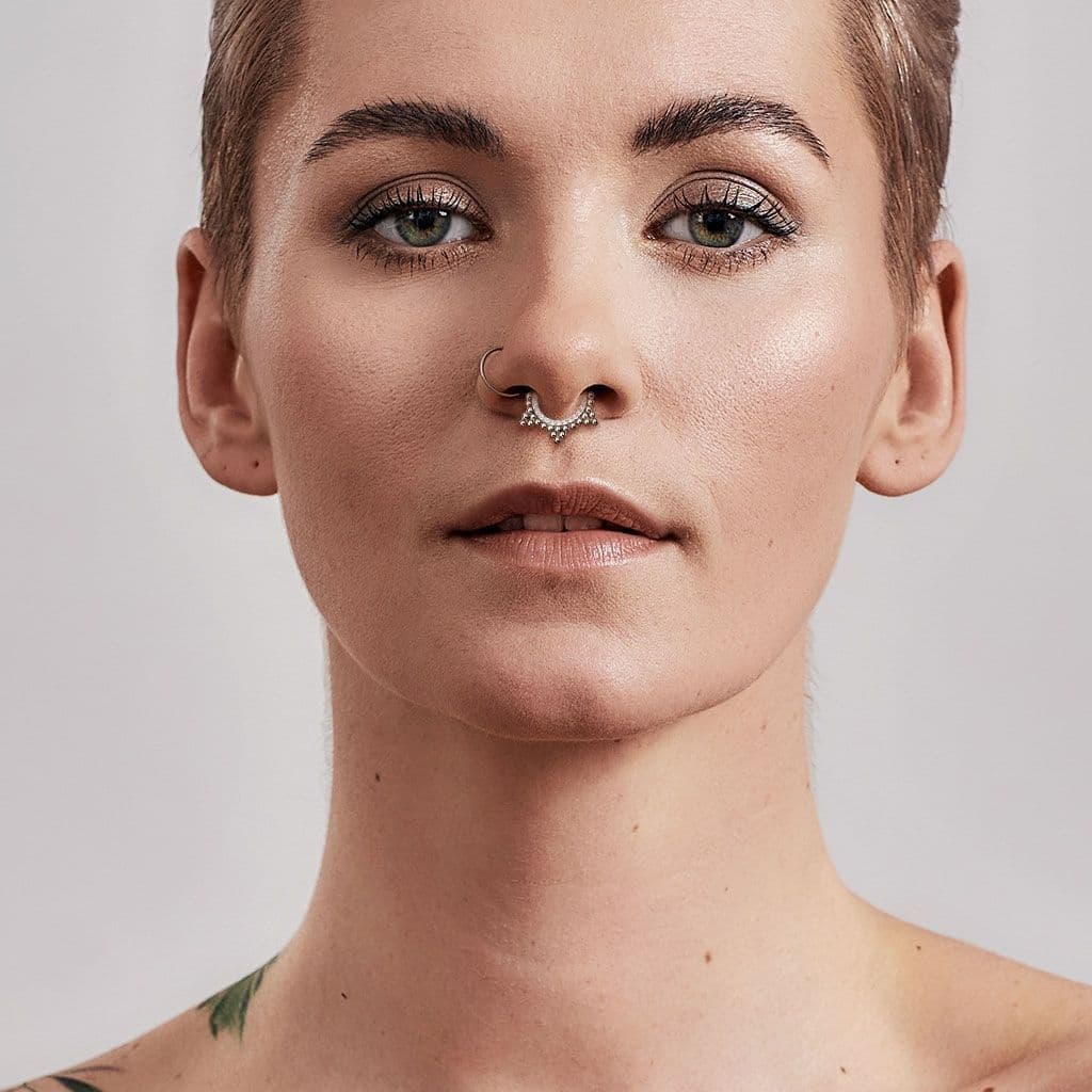 Ocelový piercing do nosu - septum - NS0035-ST - náhled 3