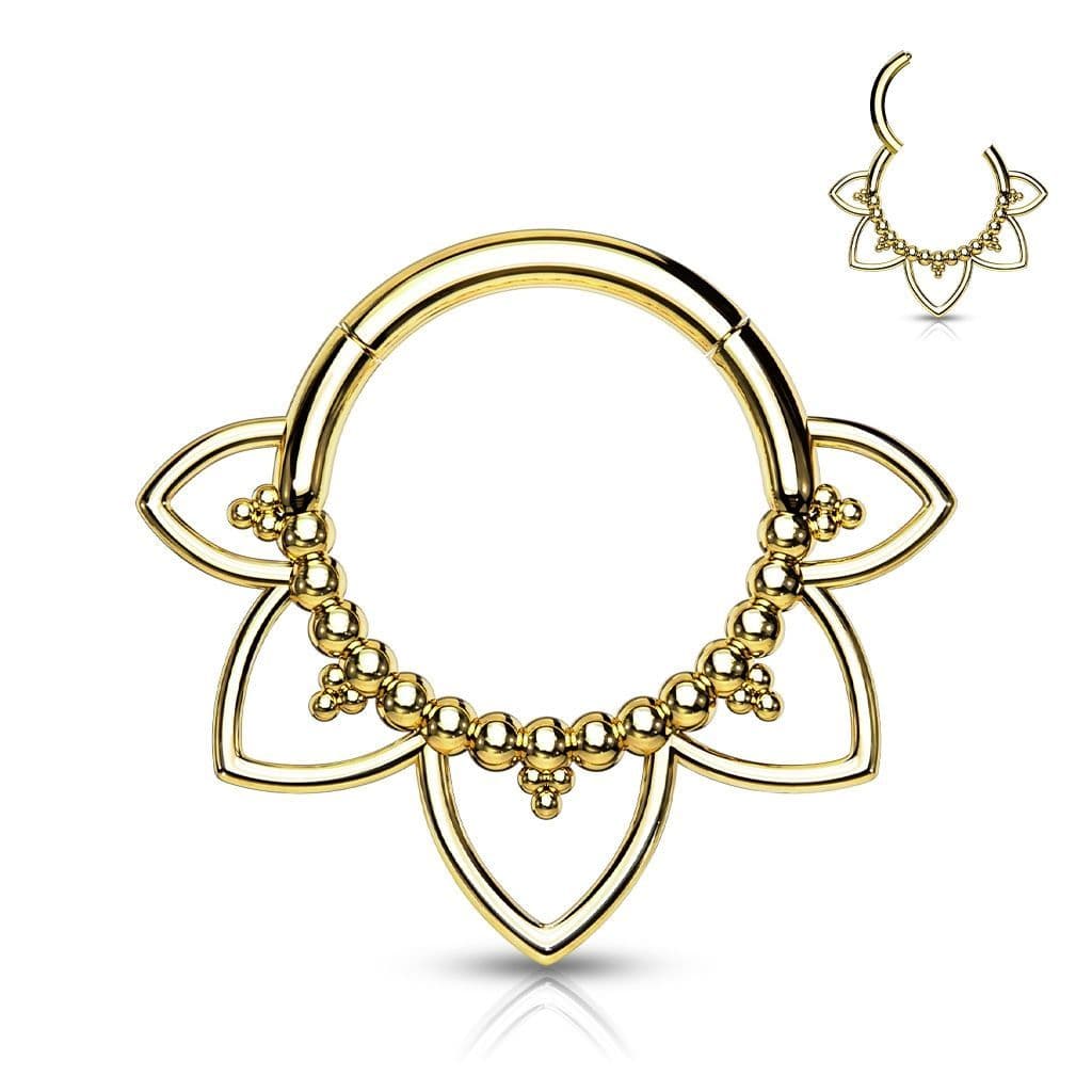 Zlacený ocelový piercing do nosu - septum - NS0033-GD - náhled 1